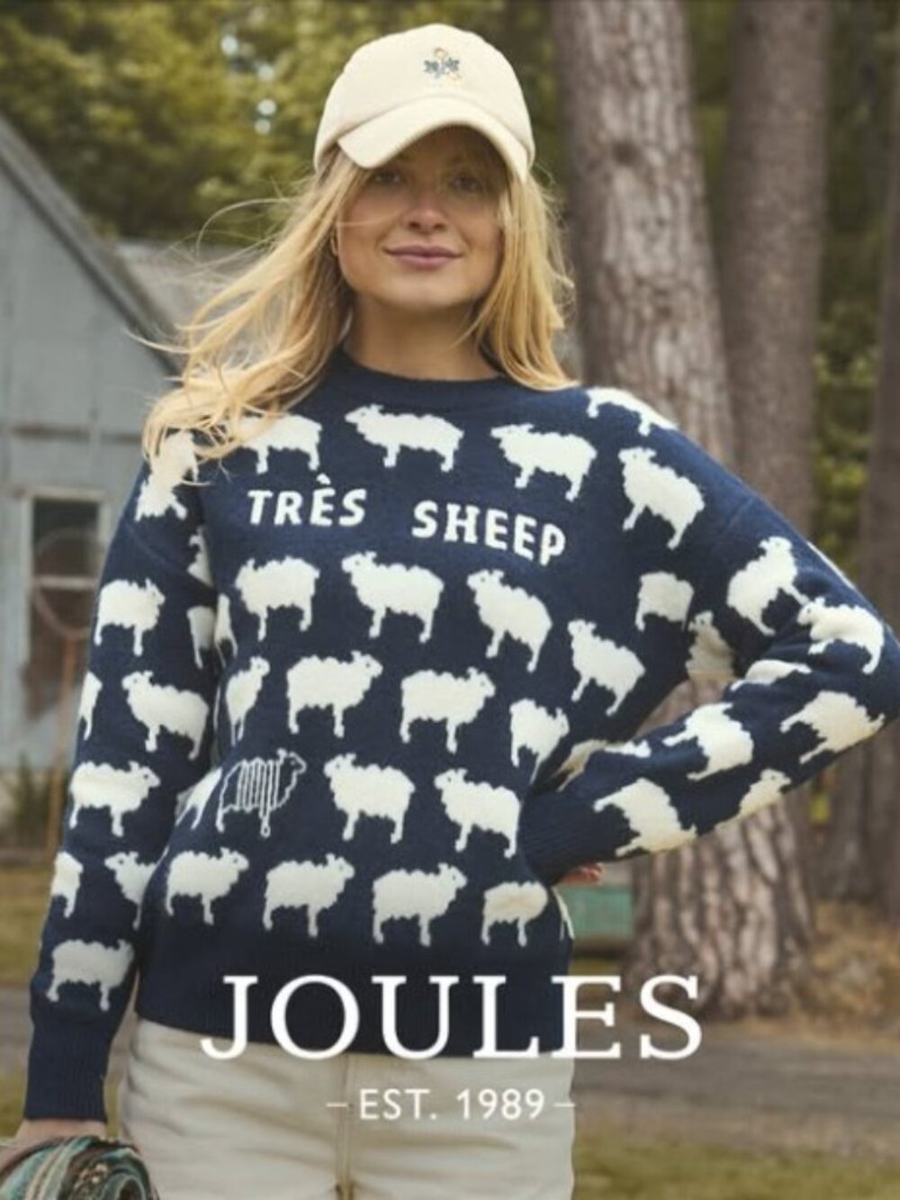 JOULES Knitted Navy Tres Sheep Jumper/Sweater with Crew Neck